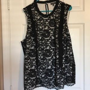 The Limited Scalloped Edge Lace Sleeveless Shirt